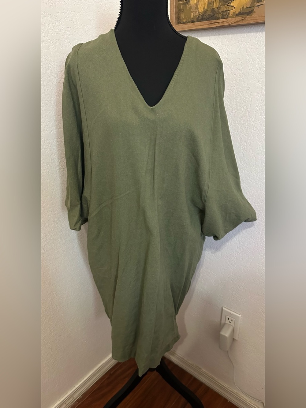 Ginger Linen Olive Green Caftan - Size Small
